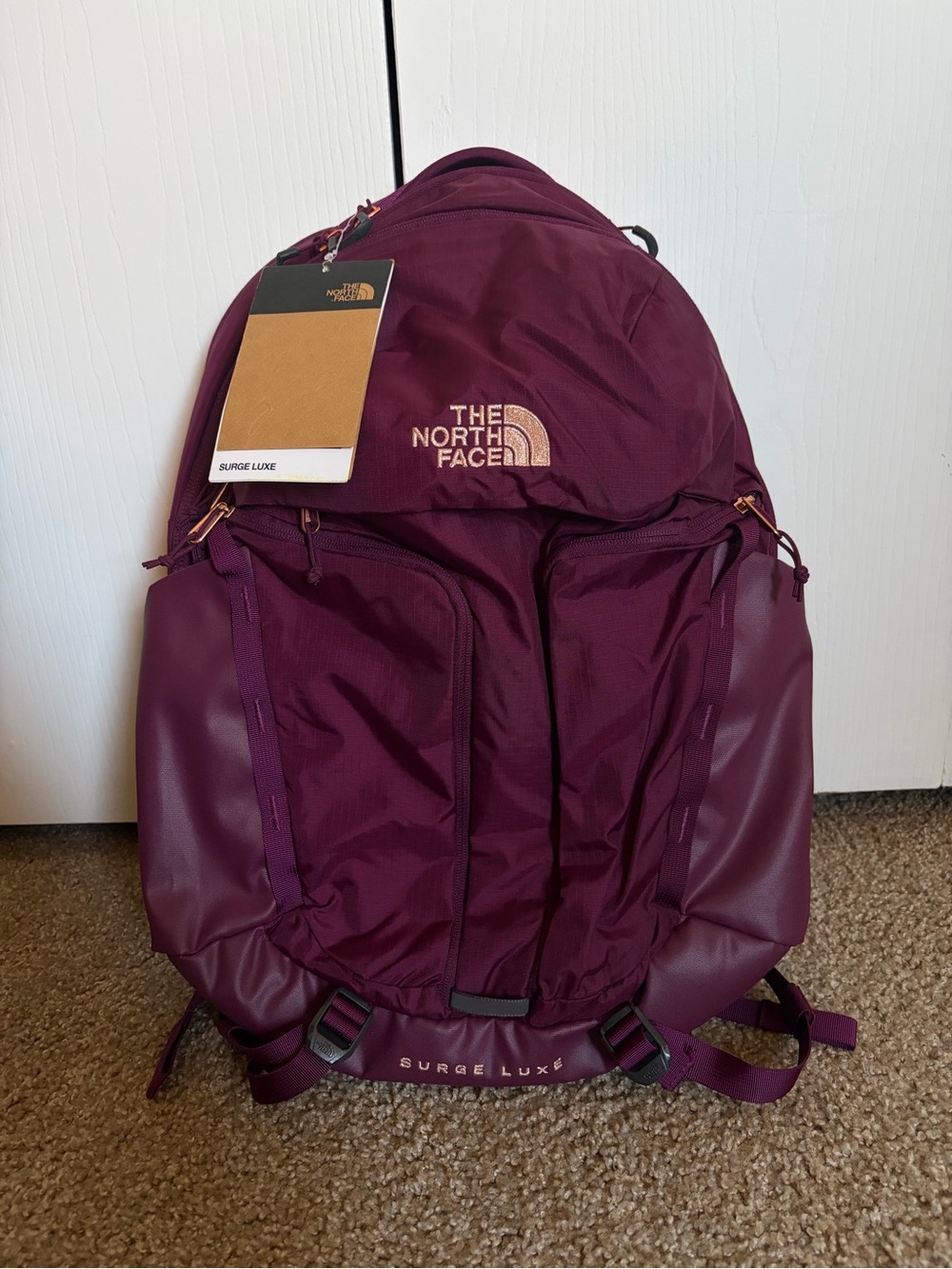 NWT The North Face Women’s Surge Luxe Backpack in Boysenberry🍓🫐Rose Gold Accents